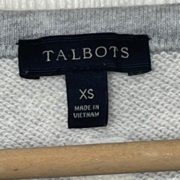 TALBOTS | Gray Long Sleeve Crewneck Sweatshirt with Embroidered Hearts | Size XS - Picture 9 of 13